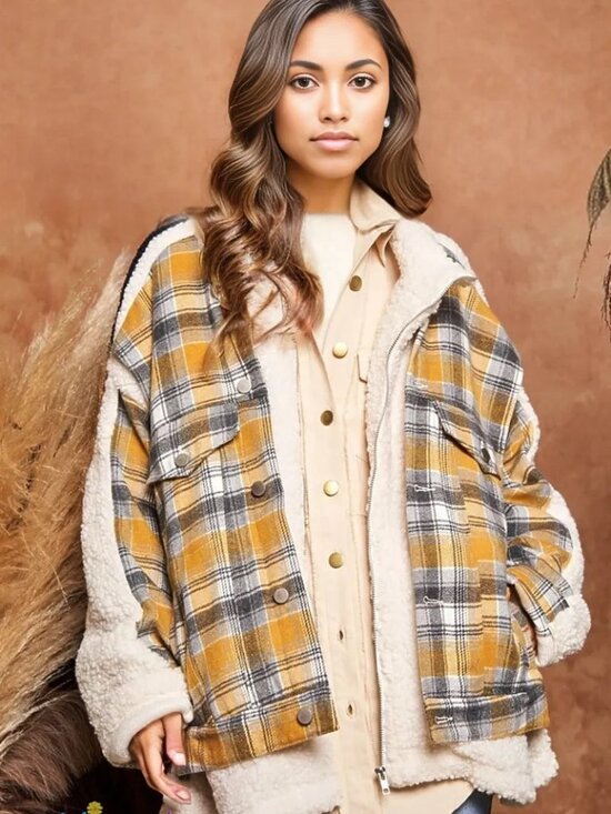 DAVI & DANI Tops - NWT Davi & Dani Oversized Plaid Sherpa Shacket Jacket Medium